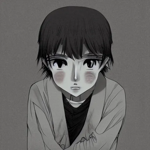 Prompt: A face starting at the camera by Junji itou