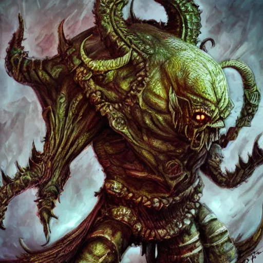 Prompt: A demon of Nurgle, highly detailed, digital art, sharp focus, trending on art station, anime art style