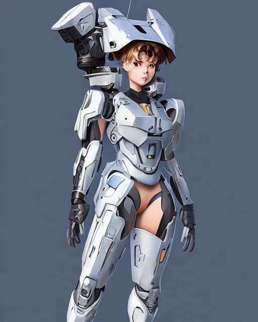 Image similar to sailor moon in sci - fi heavy armor, hard surface 3 d, 3 4 3 industries, halo infinite, ilya kuvshinov, greg rutkowski, blizzard games art style, artstation trending, detailed, digital painting, concept art