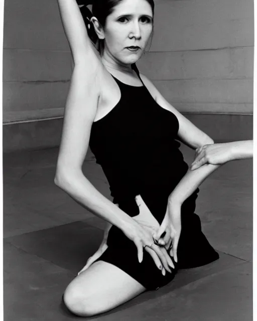 Image similar to carrie fisher photographed by helmut newton, 1977, studio photography, award winning, cdx