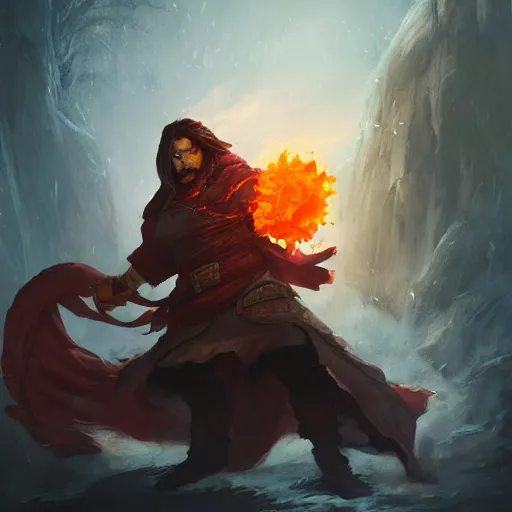 Image similar to fire mage, epic fantasy style, in the style of Greg Rutkowski, hearthstone artwork