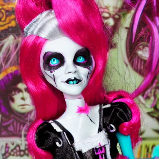 Prompt: monster high haunt couture doll in box, photography, hd, award winning photo.