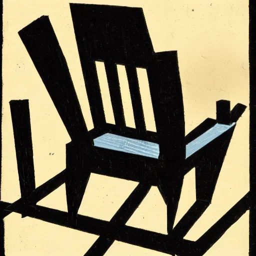 Prompt: a townsend's warbler perched on the back of an adirondack chair, german expressionist woodcut, kathe kollwitz, ernst ludwig kirchner, max beckmann, max pechstein, black and white