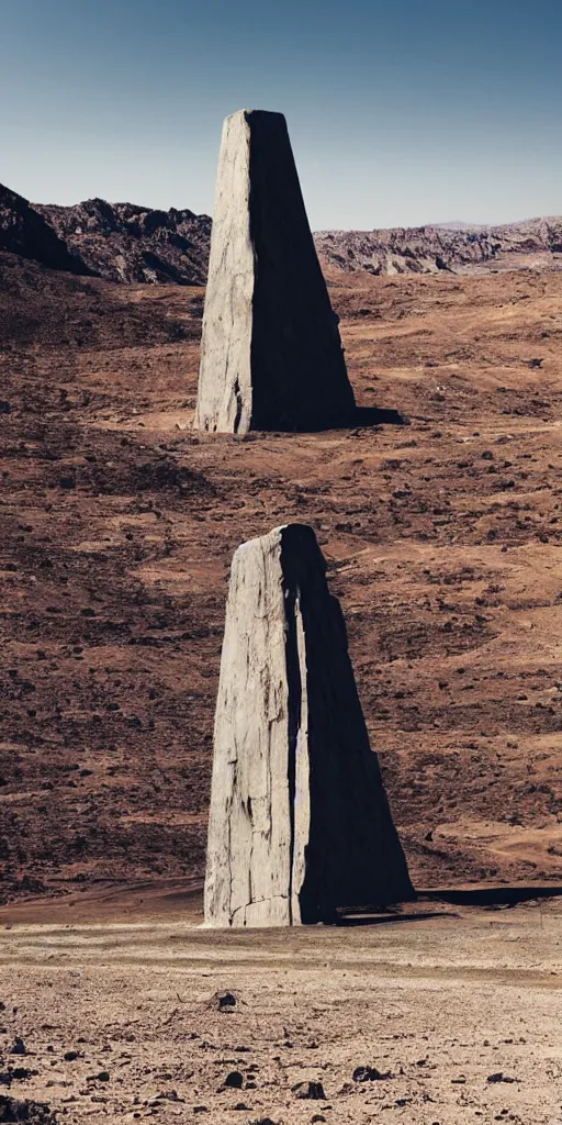 Image similar to A monolith standing in the desert, megastructure