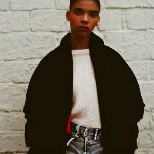 Image similar to realistic photoshooting for a new ssense!!! lookbook, color film photography, photo of a woman, photo in style of tyler mitchell, 3 5 mm, featured on vogue