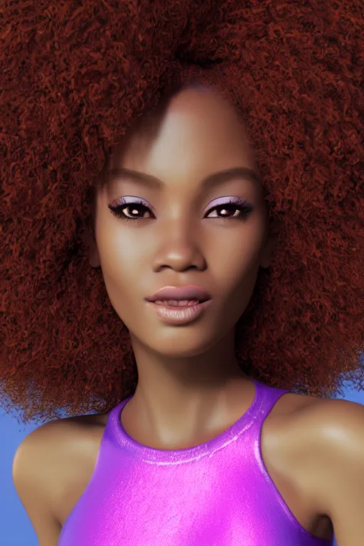 Image similar to a centered render of a cute super cool afro disco girl from the seventies, by dreamworks, by pixar, by viktoria gavrilenko, by leticia gillett, by artgerm, perfect face, 3 d, 8 k