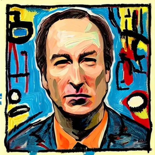 Prompt: bob odenkirk in the style of jean - michel basquiat