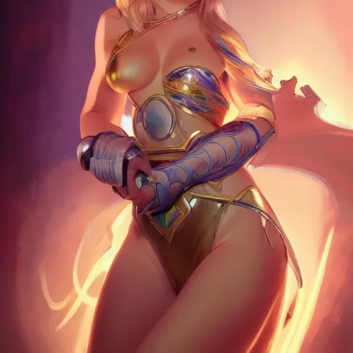 Image similar to portrait of lux from league of legends, art by artgerm and greg rutkowski, alphonse mucha, cgsociety