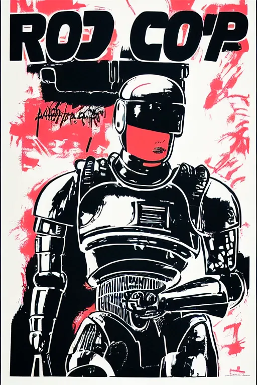 Image similar to RoboCop silkscreen poster by Andy Warhol