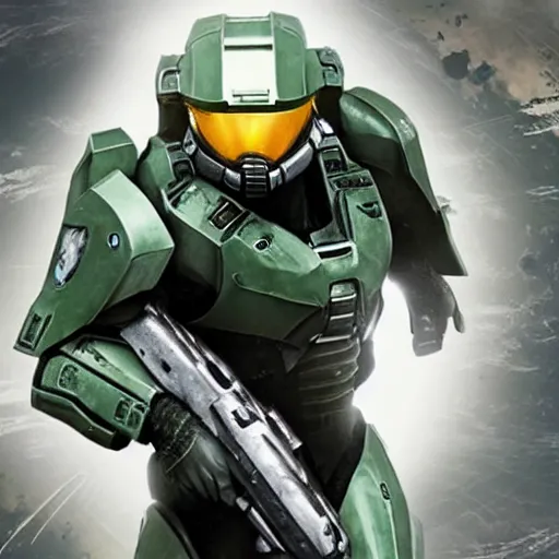 Image similar to master chief takes off helmet, revealing face