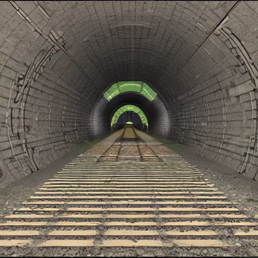 Prompt: low polygon render of a train tunnel, hyper detailed