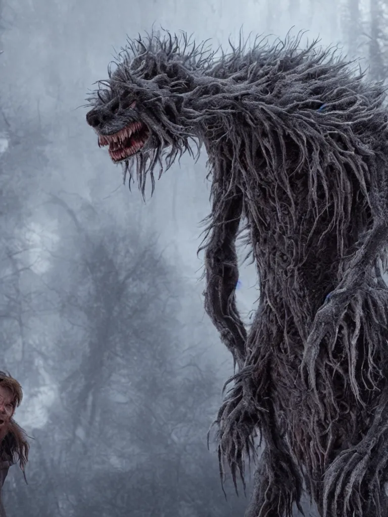 Prompt: standing photorealistic detailed tall skinny humanoid creature with fur, extremly detailed, 8 k, realistic, sharp focus, cosmic horror creature, cosmic horror, from the movie the thing