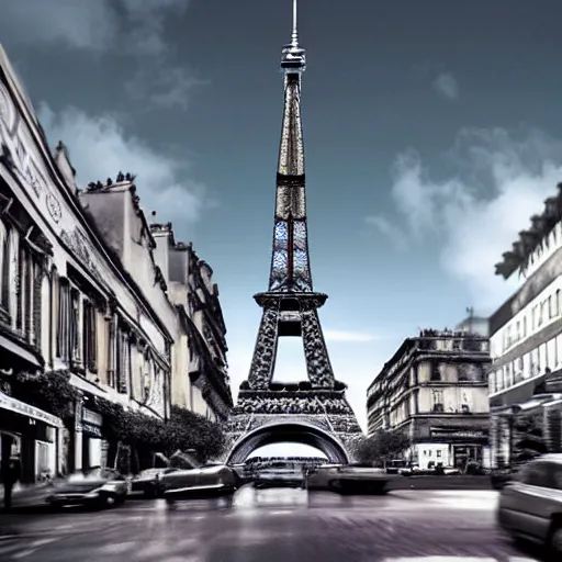 Prompt: A beautiful intricate 8K award-winning cinematic movie photograph of the future Eiffel Tower completely covered in billboards in the year 2043, by Bruno Delbonnel