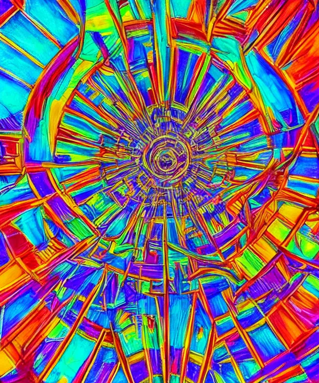 Image similar to interdimension portal, symmetrical, sharp focus, highly detailed, center, vivid colors