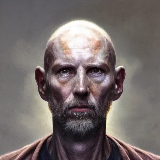 Image similar to a hyper - realistic character concept art portrait of a man + antimatter, depth of field background, artstation, award - winning realistic sci - fi concept art by jim burns and greg rutkowski, beksinski, a realism masterpiece, flesh - tone color palette, james gilleard, bruegel, alphonse mucha, and yoshitaka amano.