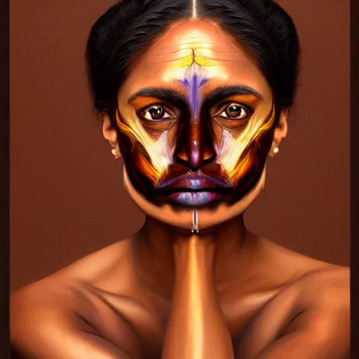 Prompt: a painting of a brown womanterrified of three brown men, hyperrealistic faces, detailed digital art, aesthetic!, trending on artstation, anatomically correct face and fingers