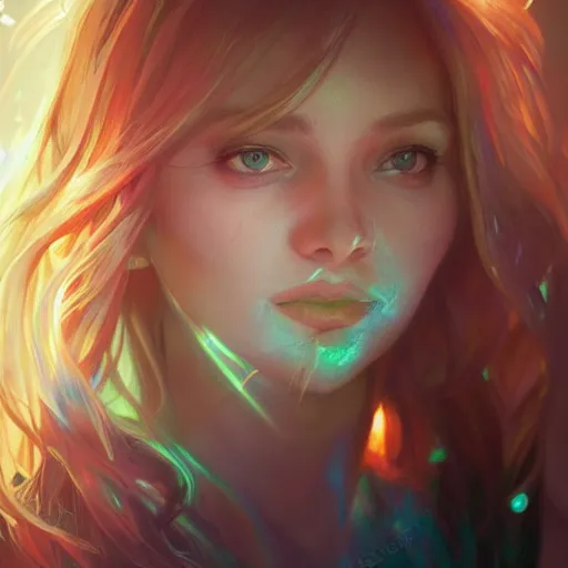 Prompt: color light waves, color spectrum refraction, light through glass, girl in water, cinematic lighting, highly detailed, trending art station, concept art, Unreal Engine 5, Photorealism, 8k resolution, cinema 4d, beautiful, art by artgerm and greg rutkowski and alphonse mucha and loish and WLOP