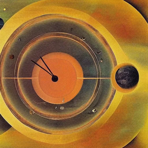 Image similar to planets in a pan looking like a clock by salvador dali painting