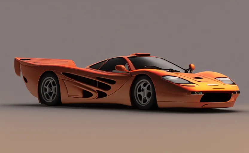 Image similar to “A 1998 McLaren F1 road car, in the style of Pixar, octane 3d render, 8k, (high quality), (extremely detailed), studio lighting”