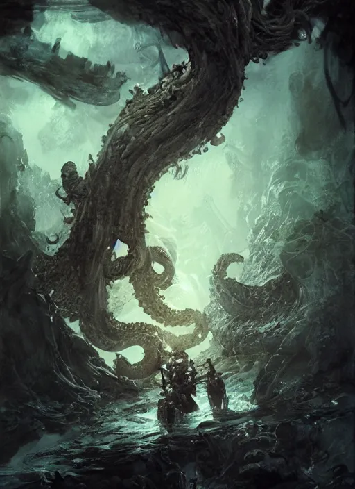 Image similar to portrait, Pirate treasure buried in the cave, kraken, skulls, watercolor, dramatic lighting, cinematic, establishing shot, extremely high detail, foto realistic, cinematic lighting, pen and ink, intricate line drawings, by Yoshitaka Amano, Ruan Jia, Kentaro Miura, Artgerm, post processed, concept art, artstation, matte painting, style by eddie mendoza, raphael lacoste, alex ross