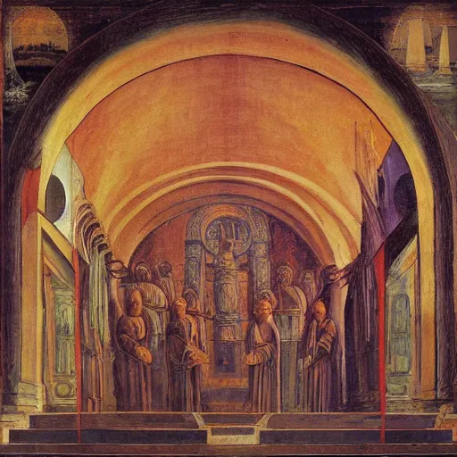 Image similar to The Temple of all Religions painting by Leonardo da Vinci