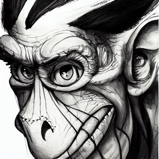 Image similar to beautiful portrait of randall from monster inc, concept art by yoji shinkawa, felt tip pen, intricate detail, sharp focus, illustration