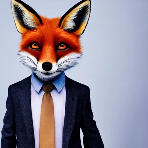 Image similar to a fox animal dressed in a suit in the style of a presidential campaign poster 8 5 mm f / 1. 4