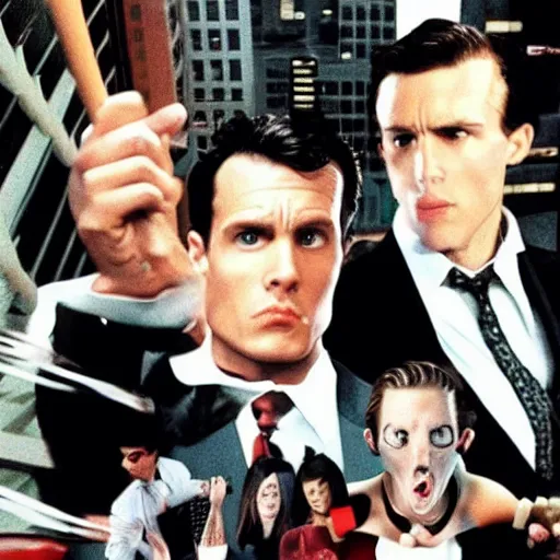 Prompt: american psycho (1999), viewed from a go pro