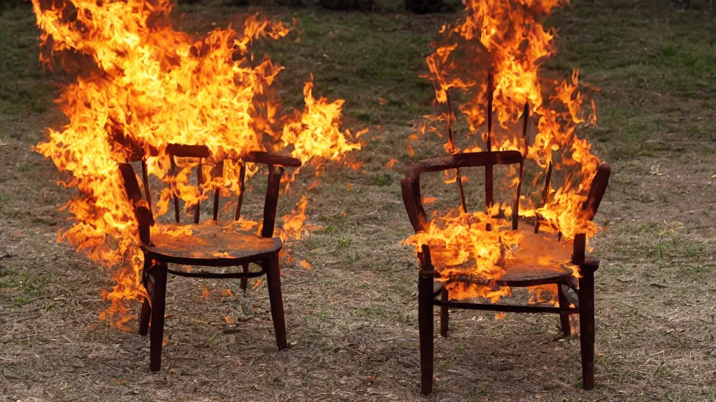 Prompt: burning chair