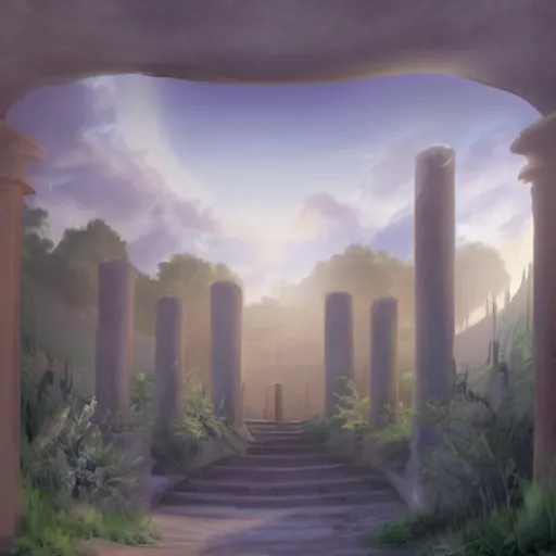 Image similar to beautiful matte painting of entrance to maze