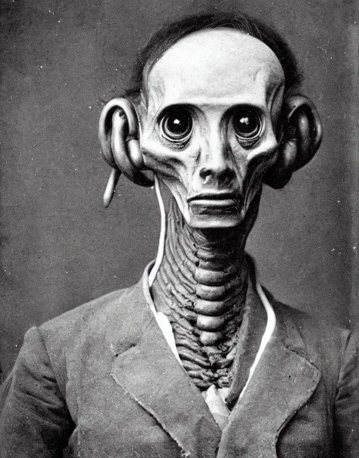 Image similar to portrait of an alien, historical photo, 1 8 8 4