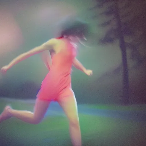 Prompt: holga hasselblad, 8K,ARTSTATION, color light, volumetric lighting, highly detailed, Ryan McGinley style 3/4 , extreme wide-shot portrait photography of young model running with eyes closed eyelids, Realistic, Refined, Highly Detailed, outdoor soft pastel lighting colors scheme, outdoor fine art photography, Hyper realistic, photo realistic