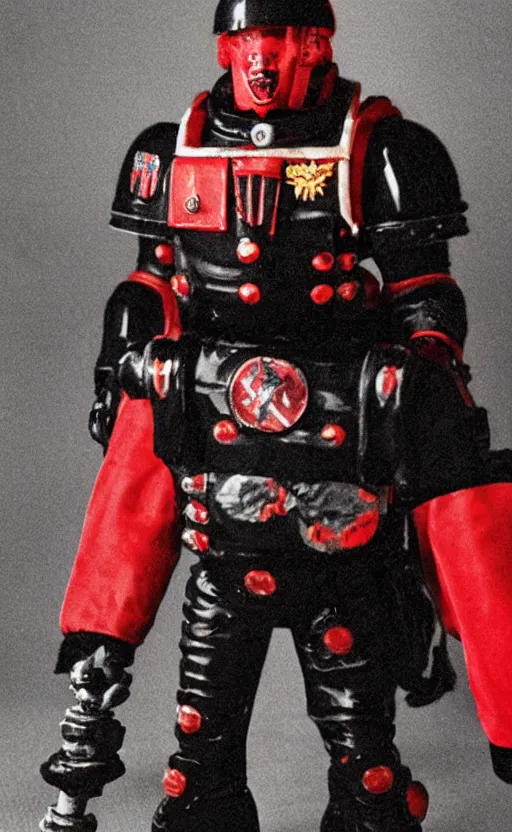 Image similar to photograph of black and red fascist space marine uniform