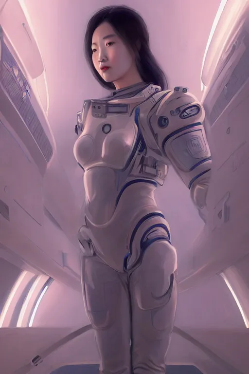 Prompt: portrait futuristic beautiful Asian trending on artbreeder Airforce armored pilot Girl, at inside of future fighter aircraft, ssci-fi, fantasy, intricate, very very beautiful, elegant, human anatomy, neon light, highly detailed, digital painting, artstation, concept art, soft light, smooth, sharp focus, illustration, art by tian zi and WLOP and alphonse mucha