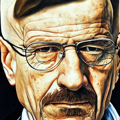 Image similar to high quality high detail painting by lucian freud, hd, portrait of walter white