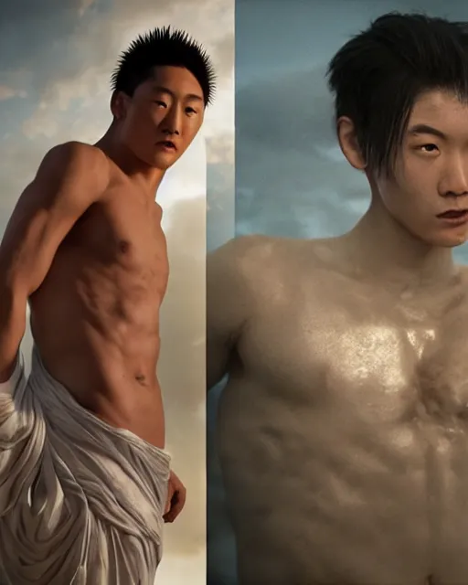 Image similar to justin sun as a god aphrodite, weta hyperrealism cinematic lighting and composition