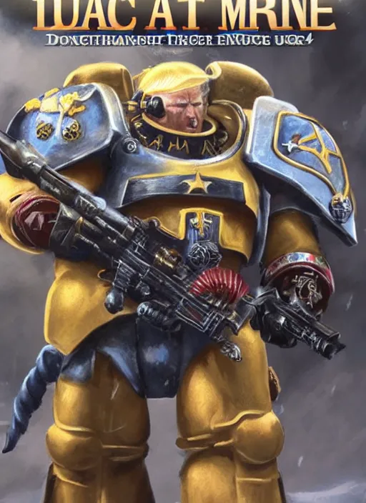 Image similar to donald trump is a space marine, unreal engine 5