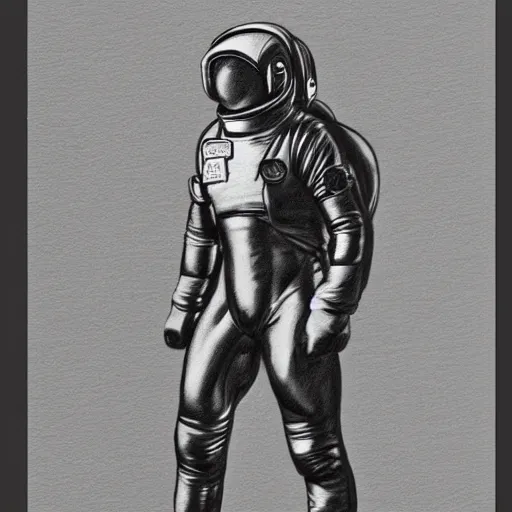 Prompt: A muscular astronaut as a pencil drawing
