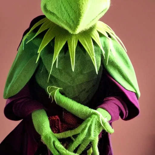 Image similar to kermit the frog as a skeksis