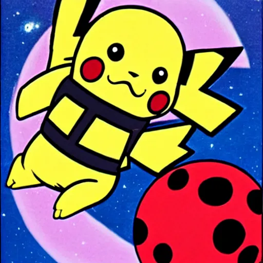 Prompt: pikachu in space