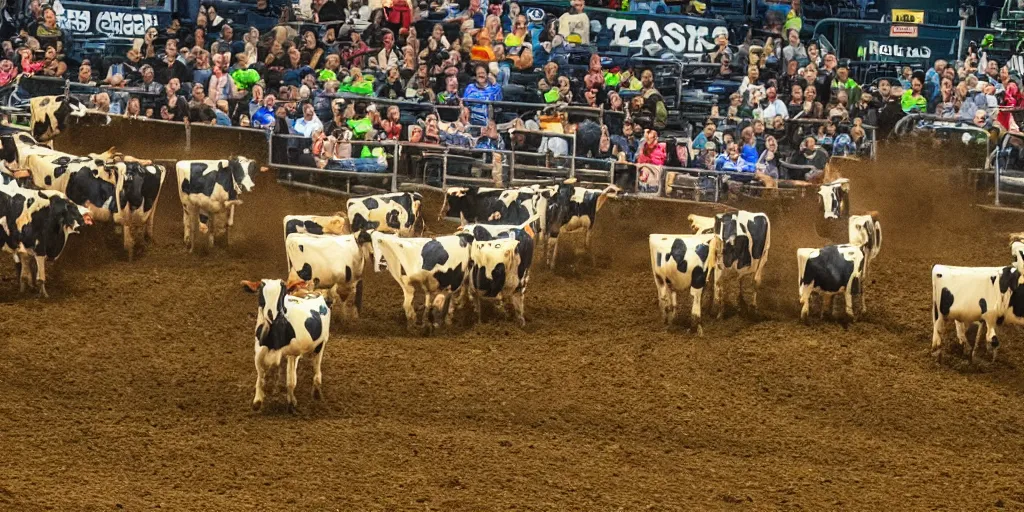 Image similar to a herd of cows on an arenacross track