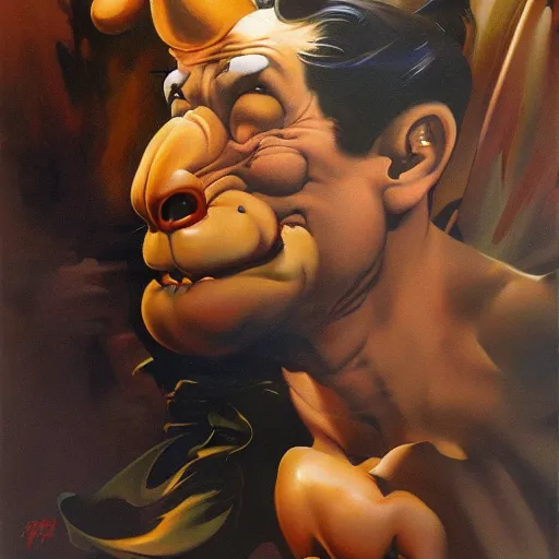 Image similar to ultra realistic portrait painting of goofy, art by frank frazetta, 4 k, ultra realistic, highly detailed, epic lighting