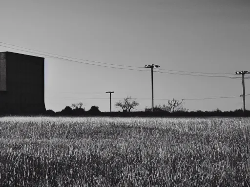 Image similar to a building in the middle of a concrete field