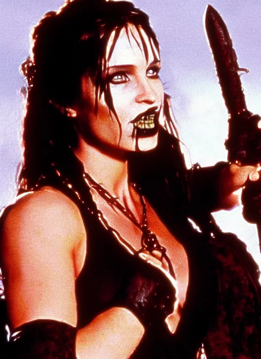 Image similar to candid photo of lara croft as a gothic vampire in the movie the lost boys