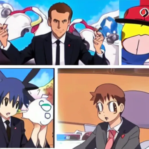 Image similar to emmanuel macron in pokemon anime