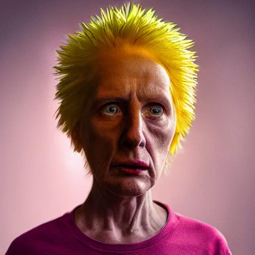 Image similar to stunning award winning hyperrealistic hdr 8 k highly detailed portrait photo of maggie simpson as a real human