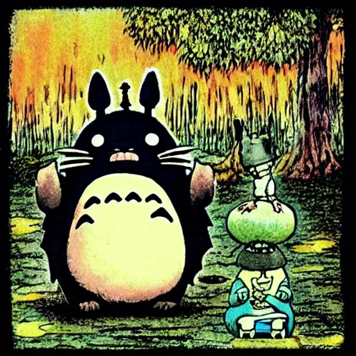 Image similar to Totoro eating god, Junji Ito style