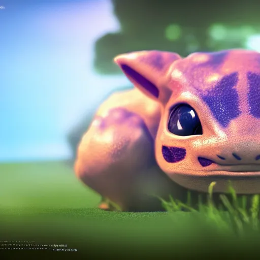 Prompt: photography of a realistic bulbasaur animal, ultra detailed, 8 k, cinematic lighting, natural background, trending on artstation, pokemon