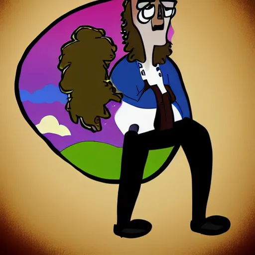 Prompt: weird al in the art style of the regular show