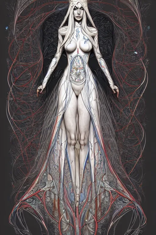 Image similar to digital art, centered full body of elven bride ,intricate, veins, by James Jean and by piet mondrian ultradetailed, charachter design, concept art, trending on artstation,